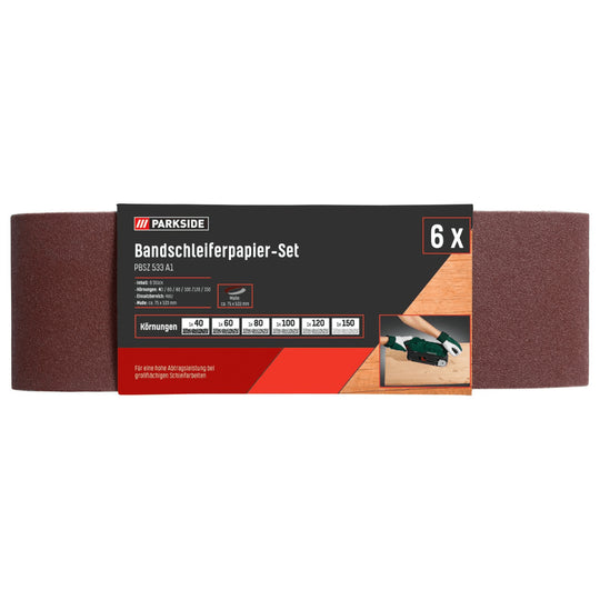 PARKSDE BELT SANDER PAPER SET PBSZ 6 C3 SET OF 6 SHEETS - EUROPEAN HOUSE HOLD