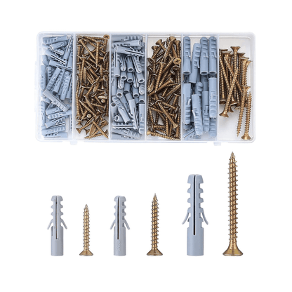 PARKSIDE ASSORTED CHIPBOARD SCREWS & WALL PLUGS 173 PIECES - EUROPEAN HOUSE HOLD