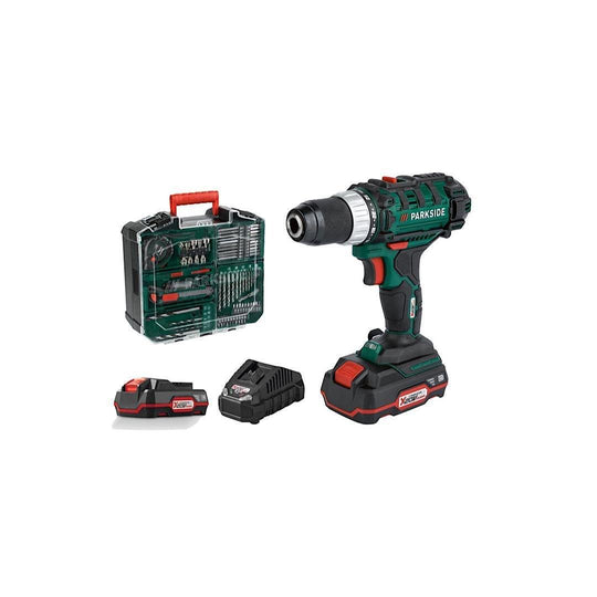 PARKSIDE CORDLESS DRILL/DRIVER SET WITH ACCESSORIES "PABS 20-LI F7", 20 V - EUROPEAN HOUSE HOLD