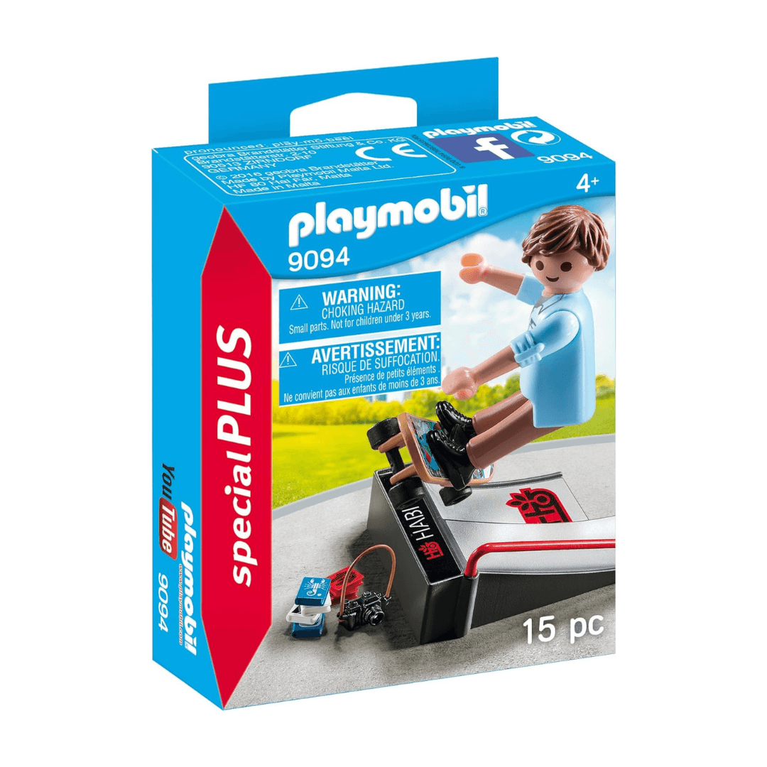 PLAYMOBIL 9094 Special Plus Skateboarder with Ramp , Suitable For Children Ages 4+ - EUROPEAN HOUSE HOLD