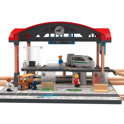 PLAYTIVE CENTRAL STATION WOODEN RAILWAY SET - EUROPEAN HOUSE HOLD