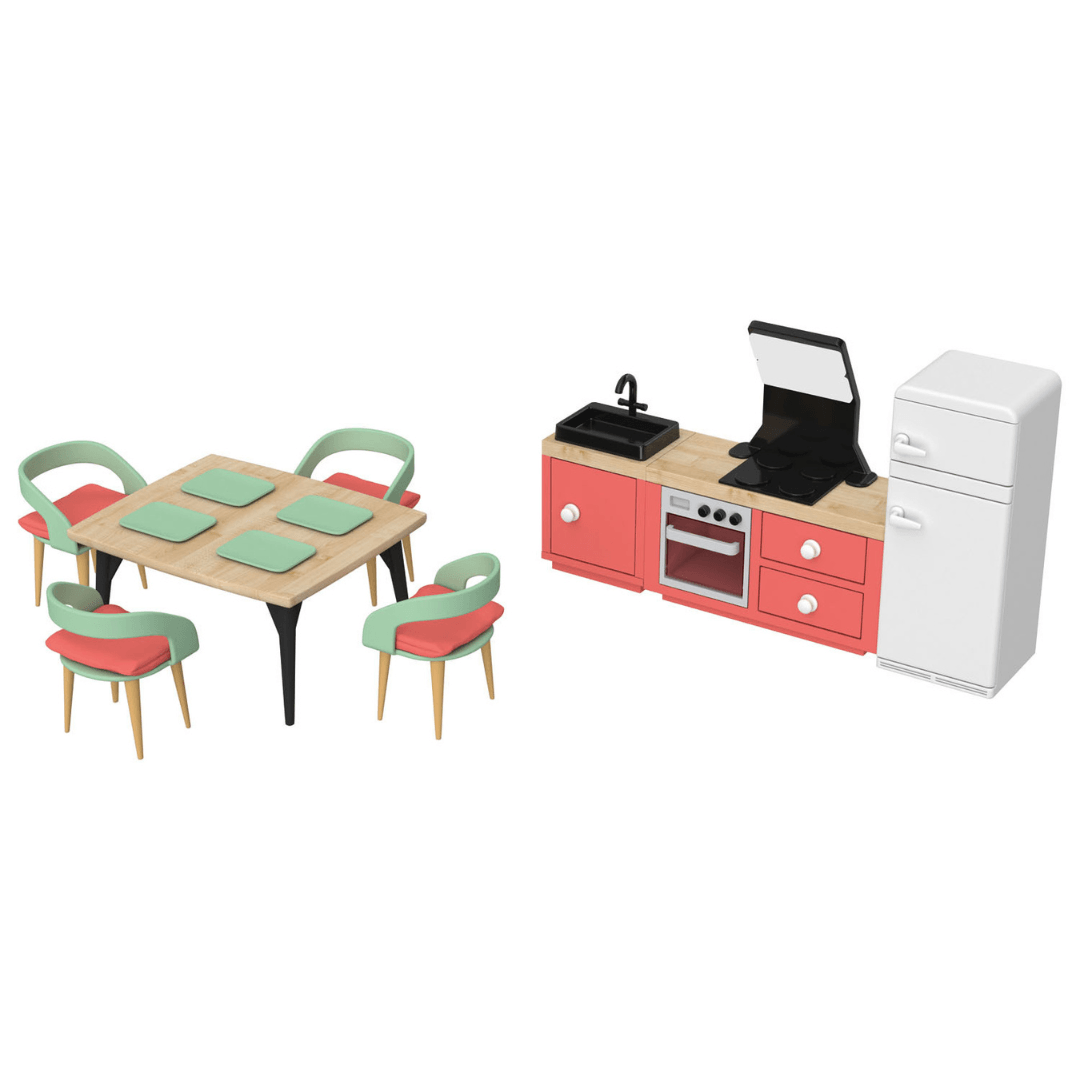 Playtive Doll's House Furniture Kitchen 16 Pieces - EUROPEAN HOUSE HOLD