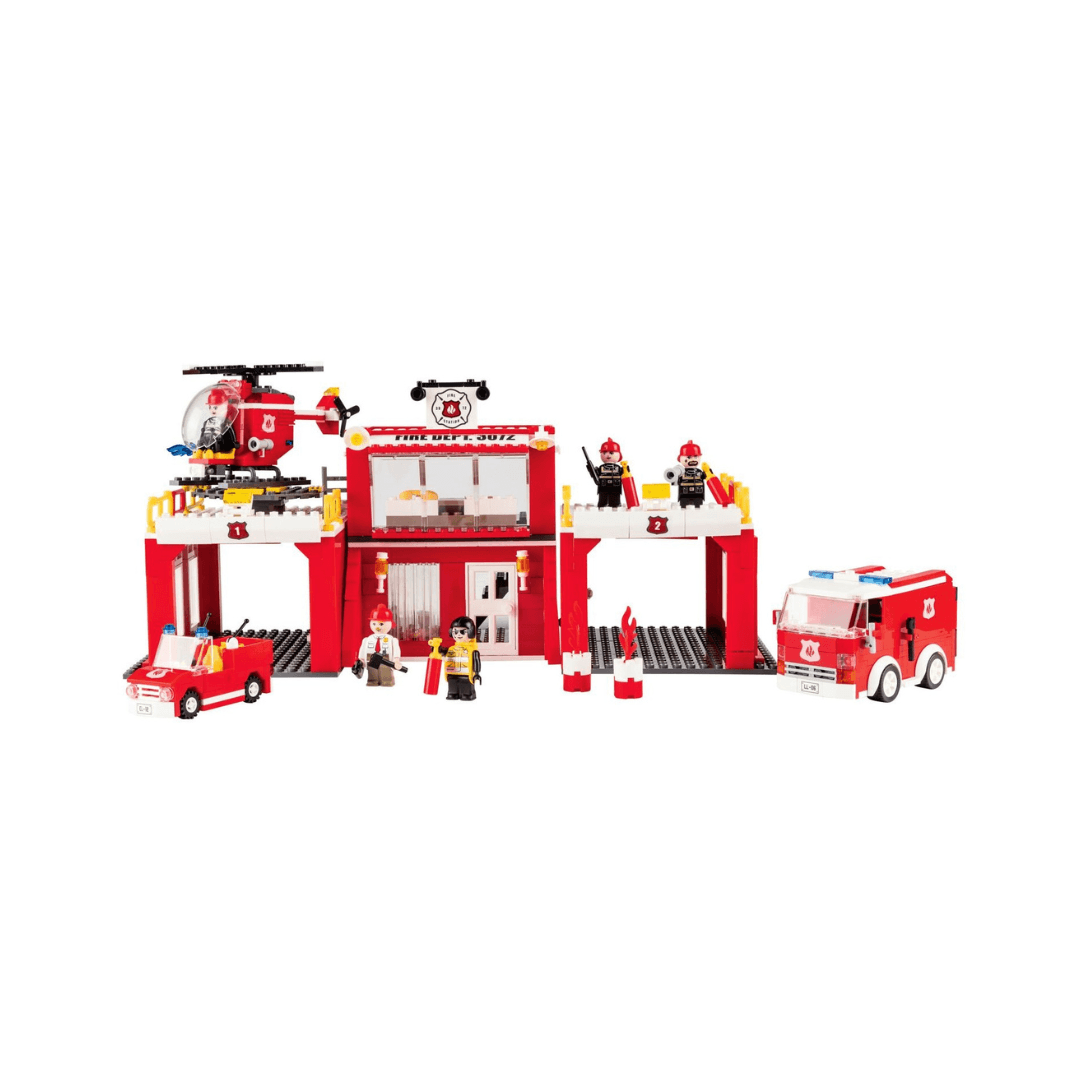 PLAYTIVE FIRE STATION BUILDING TOY CLIPPYS SET 840 PIECES - EUROPEAN HOUSE HOLD