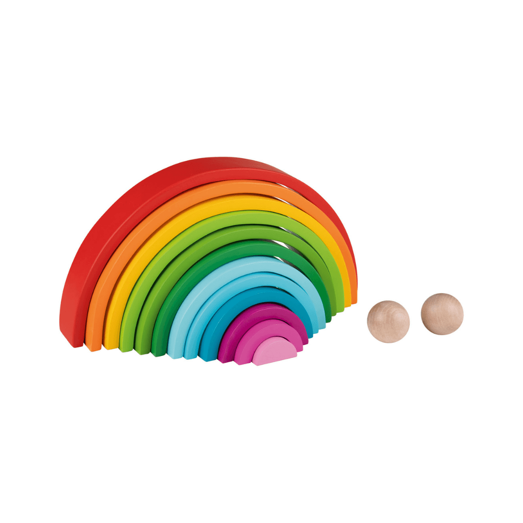 Playtive large wooden rainbow stacking toy 14 pcs with 2 balls – Beirut Lebanon
