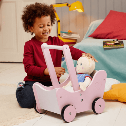 PLAYTIVE WOODEN DOLL'S PRAM - EUROPEAN HOUSE HOLD