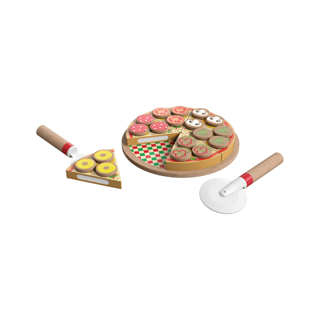 PLAYTIVE WOODEN PIZZA SET, WITH VELCRO - EUROPEAN HOUSE HOLD