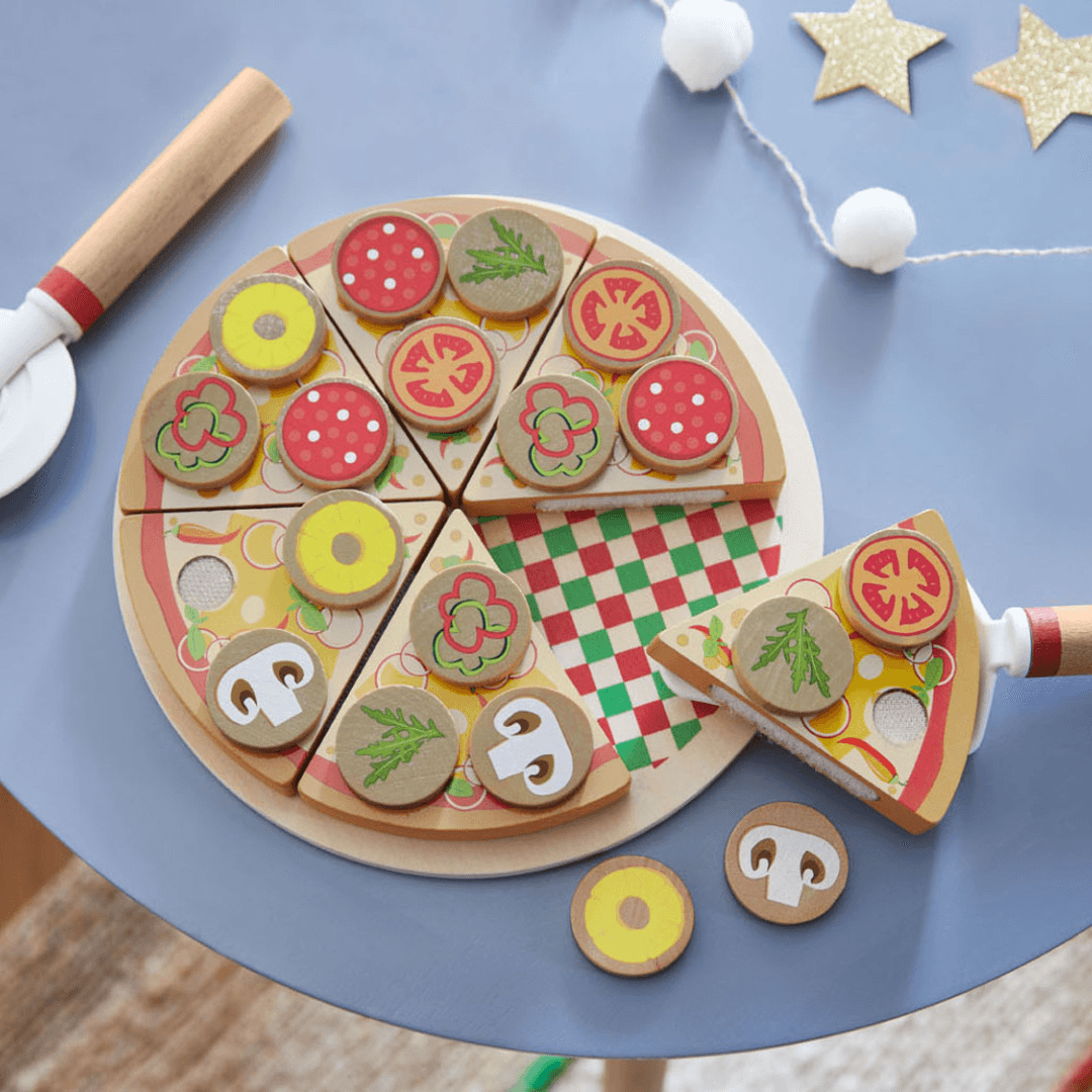 PLAYTIVE WOODEN PIZZA SET, WITH VELCRO - EUROPEAN HOUSE HOLD