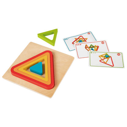 PLAYTIVE WOODEN PUZZLE RAINBOW TRIANGLE 9 PIECES SET - EUROPEAN HOUSE HOLD