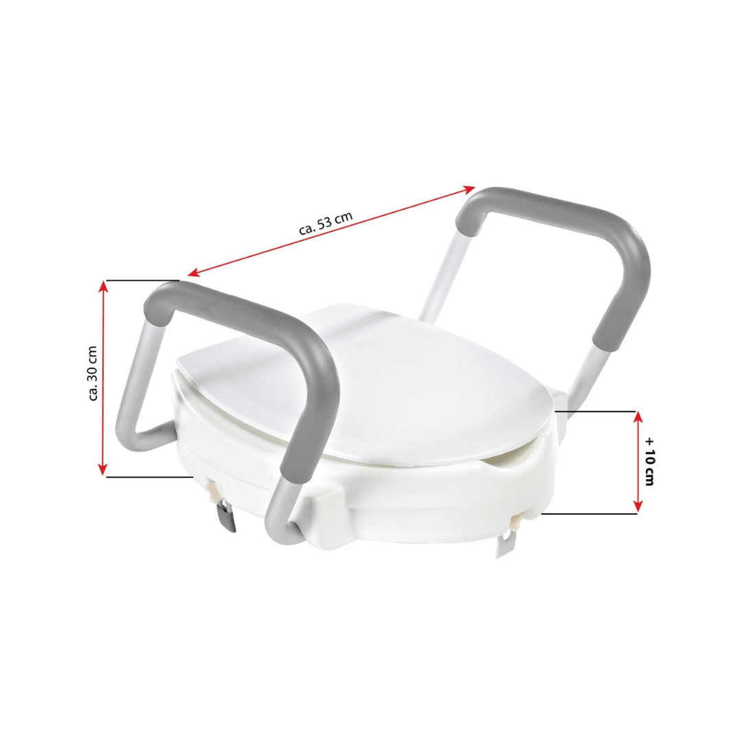 RAISED TOILET SEAT WITH ARMRESTS - EUROPEAN HOUSE HOLD