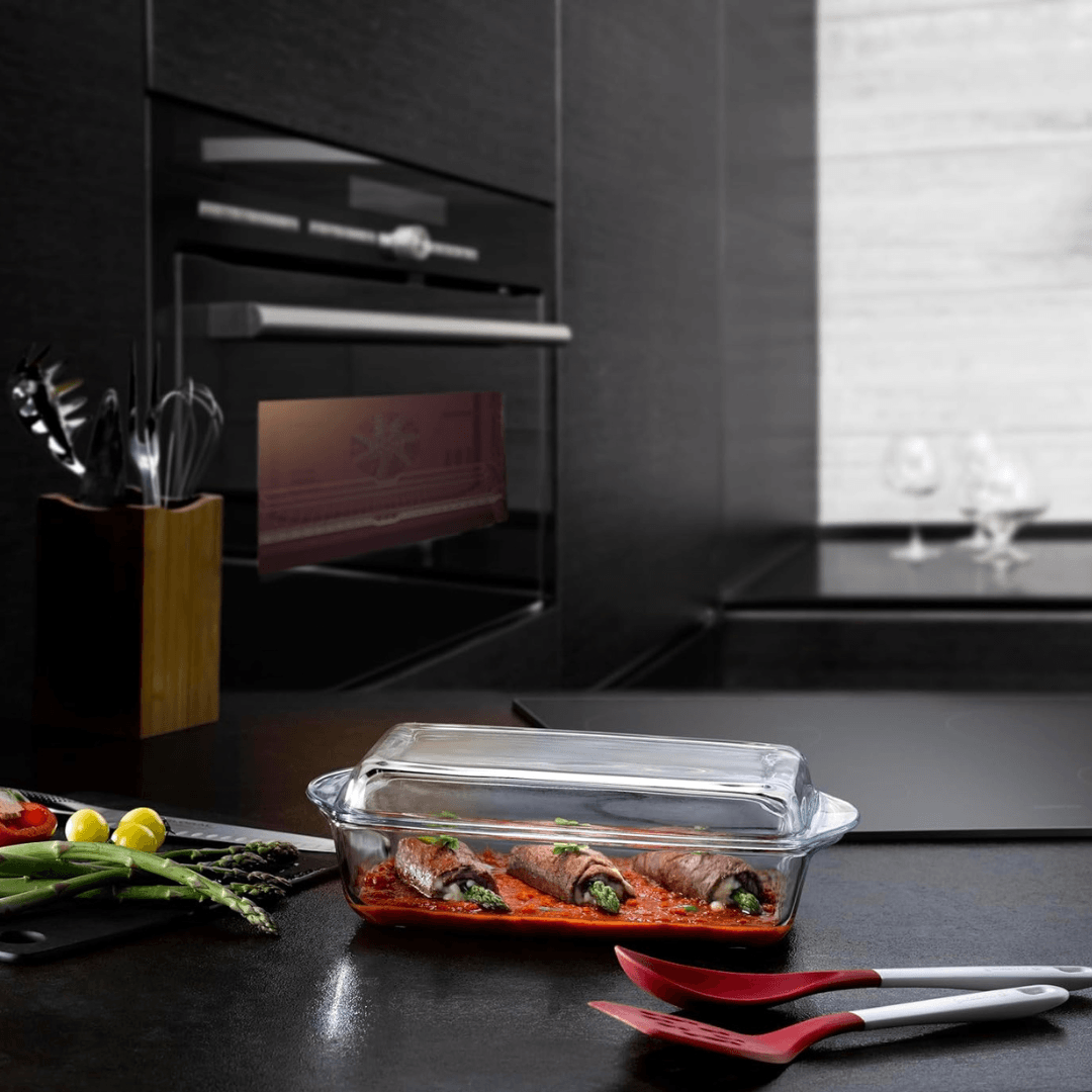 Rectangular Casserole with lid Heat Resistant Oven Microwave Safe Borosilicate Glass 2.9L - EUROPEAN HOUSE HOLD