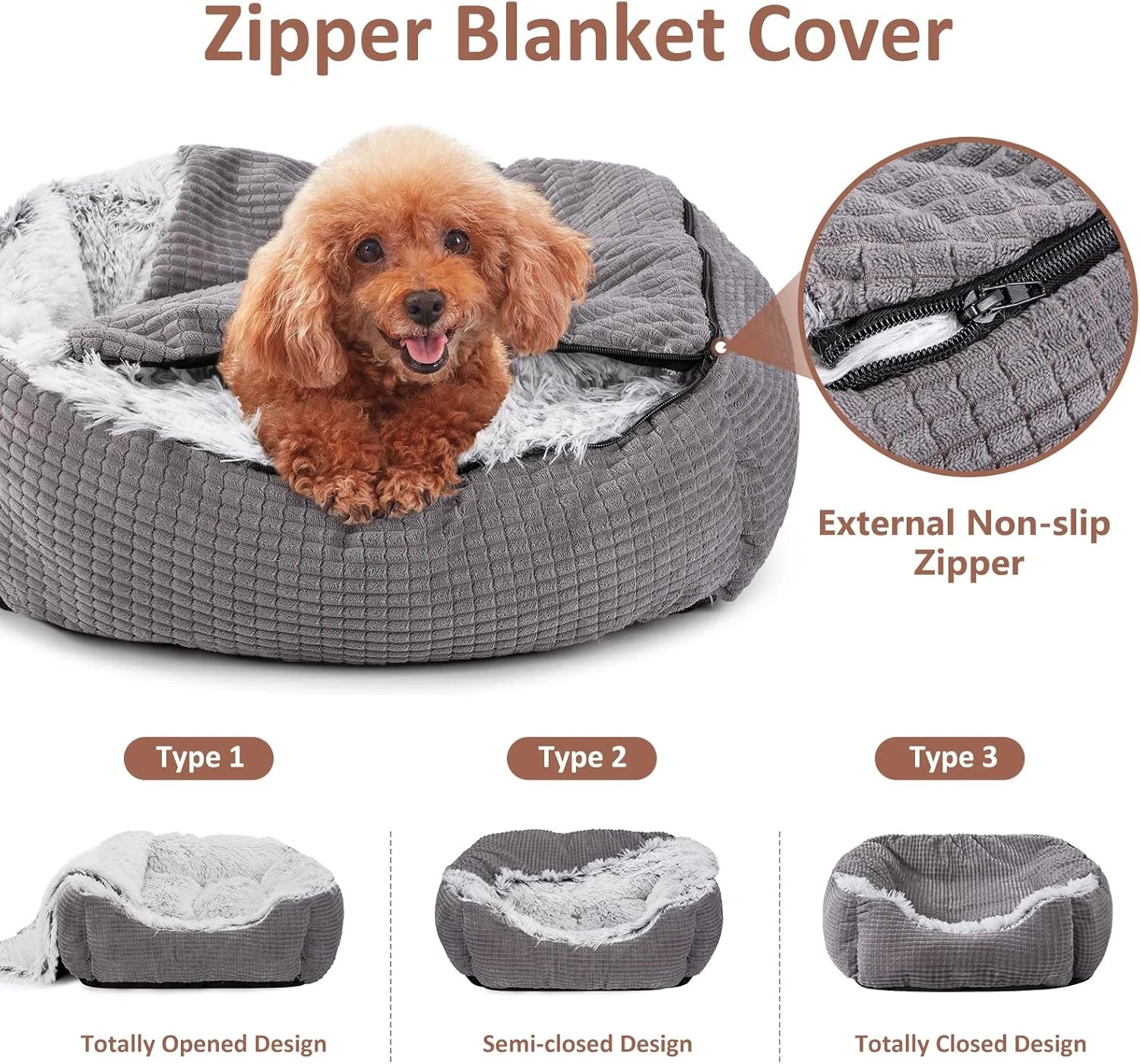 Hooded dog bed with blanket for small and medium breeds – soft faux fur – Beirut Lebanon