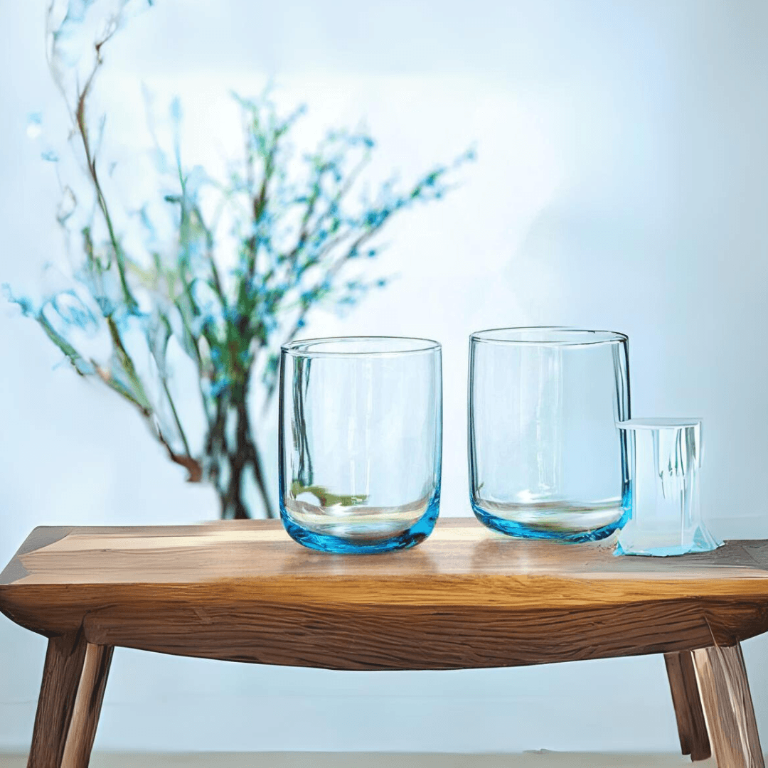 Set of 3 Iconic Blue Glass Glasses - EUROPEAN HOUSE HOLD