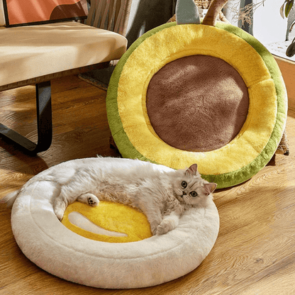 Soft Plush Cat Calming Bed Warm Fluffy Basket Round House - EUROPEAN HOUSE HOLD