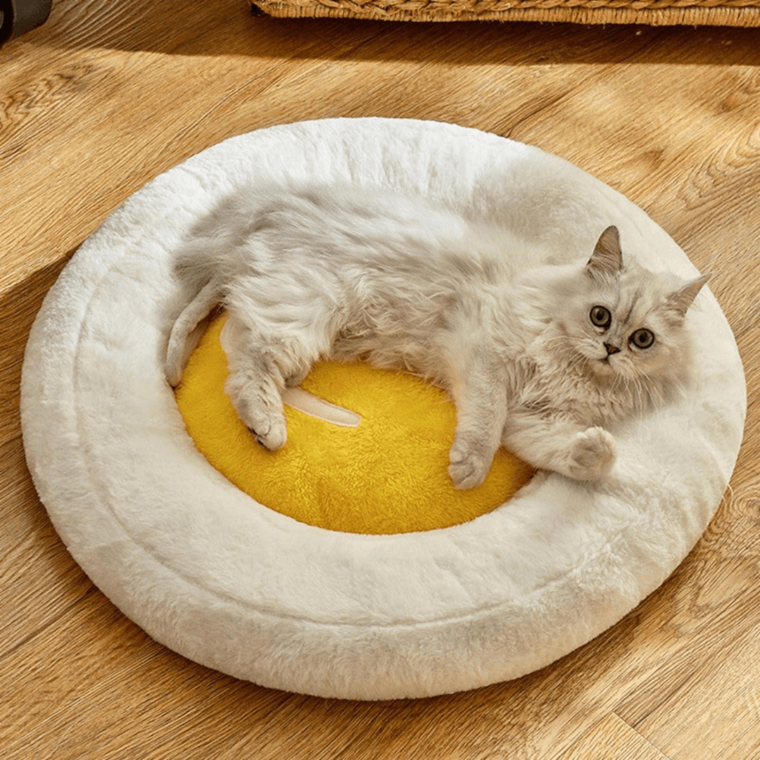 Soft Plush Cat Calming Bed Warm Fluffy Basket Round House - EUROPEAN HOUSE HOLD