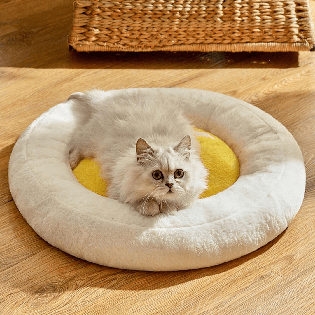 Soft Plush Cat Calming Bed Warm Fluffy Basket Round House - EUROPEAN HOUSE HOLD