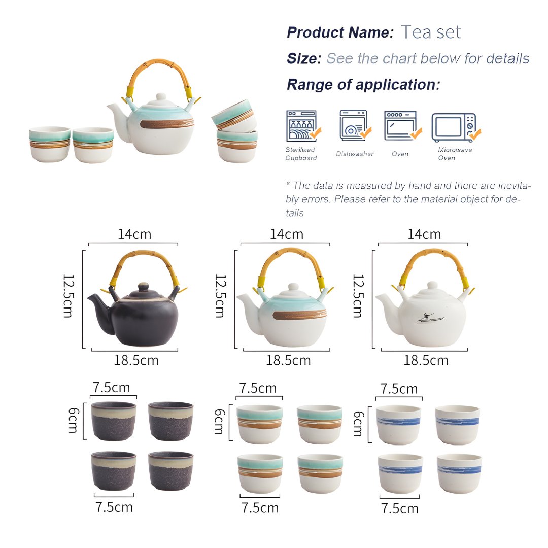 Ceramic Rustic Design Tea Pot Set 800ML