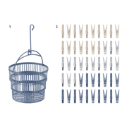 Telescopic Basket With Clothes Pegs 50 Pieces - EUROPEAN HOUSE HOLD