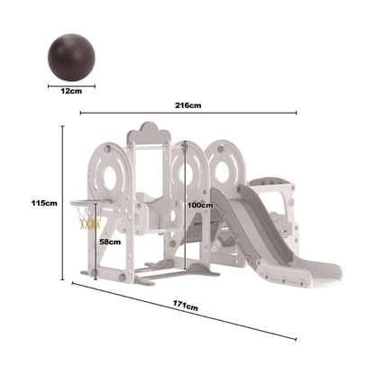 Ultimate 5-in-1 Toddler Playground: Indoor/Outdoor Slide and Swing Set with Basketball Hoop - EUROPEAN HOUSE HOLD