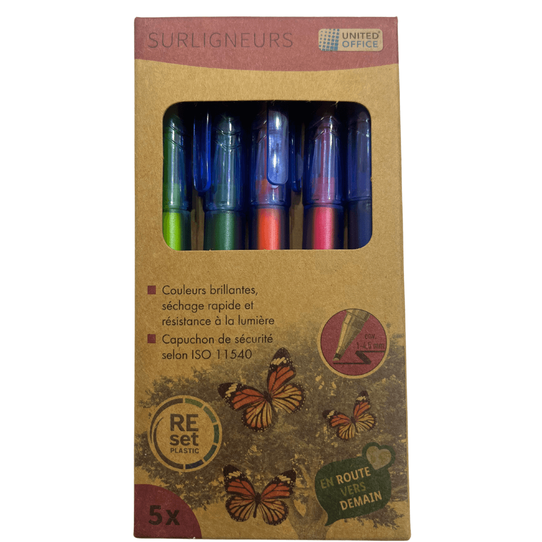 United Office Highlighters Set Of 5 - EUROPEAN HOUSE HOLD