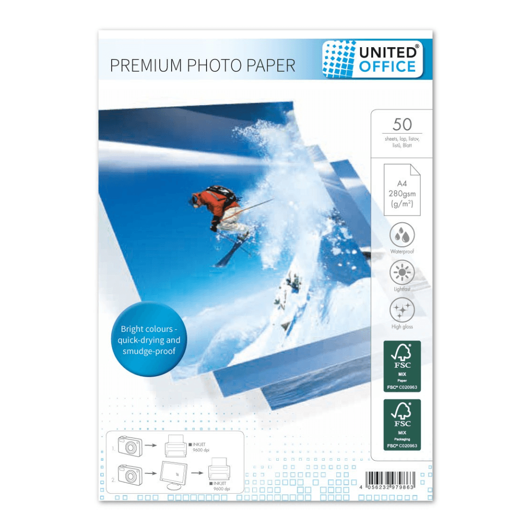 UNITED OFFICE® Photo Paper Ink Jet Super 50 Pieces - EUROPEAN HOUSE HOLD