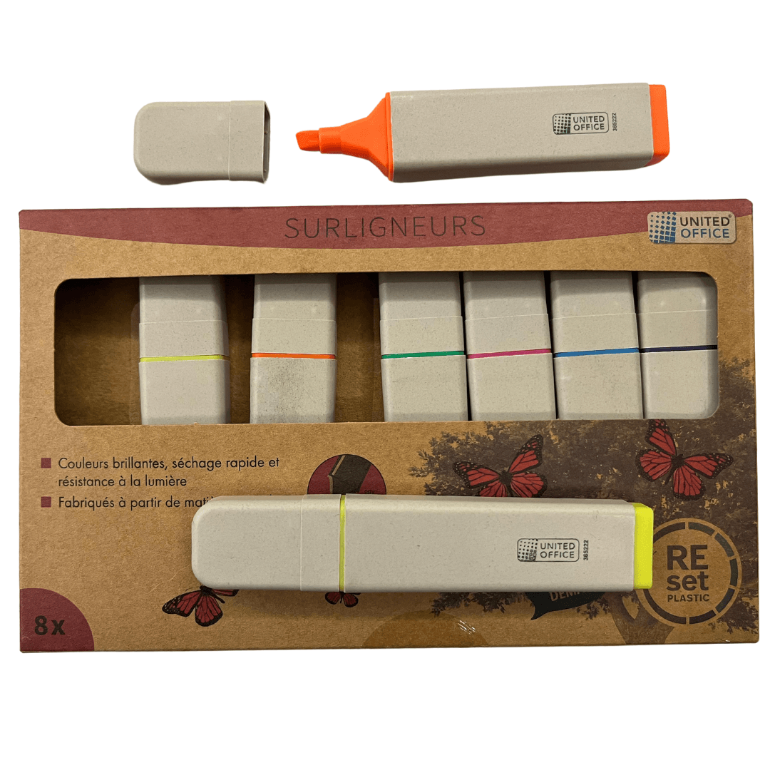 United Office Wood Style Highlighters Set Of 8 - EUROPEAN HOUSE HOLD