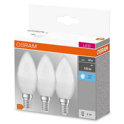 OSRAM LED Candle E14 4.9W Base matt Set Of 3