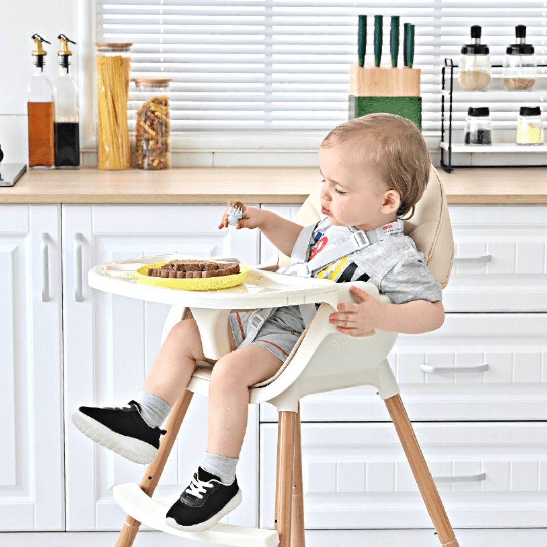 Wooden Baby High Chair with Adjustable Height - EUROPEAN HOUSE HOLD