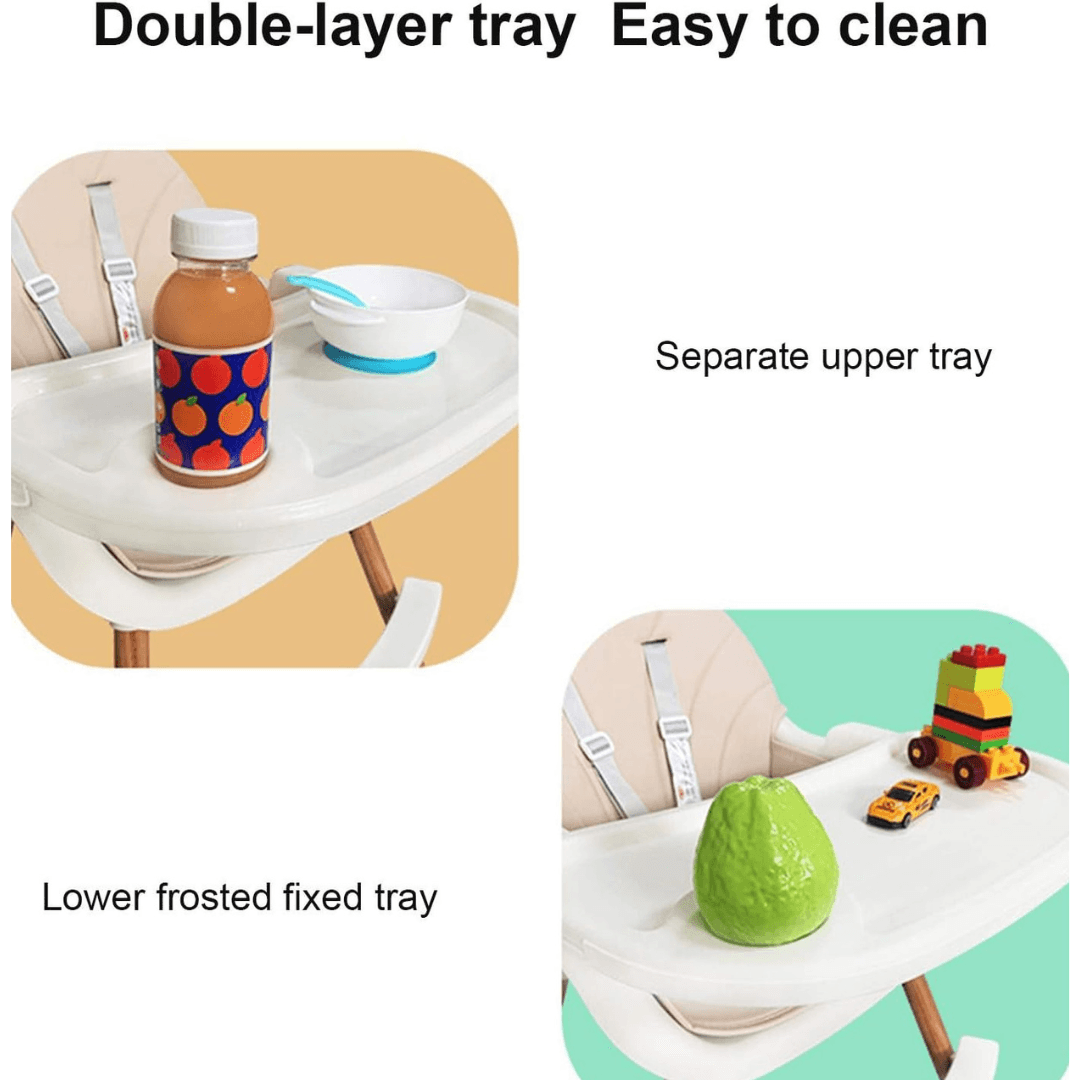 Wooden Baby High Chair with Adjustable Height - EUROPEAN HOUSE HOLD