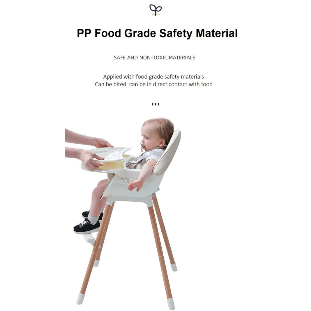 Wooden Baby High Chair with Adjustable Height - EUROPEAN HOUSE HOLD