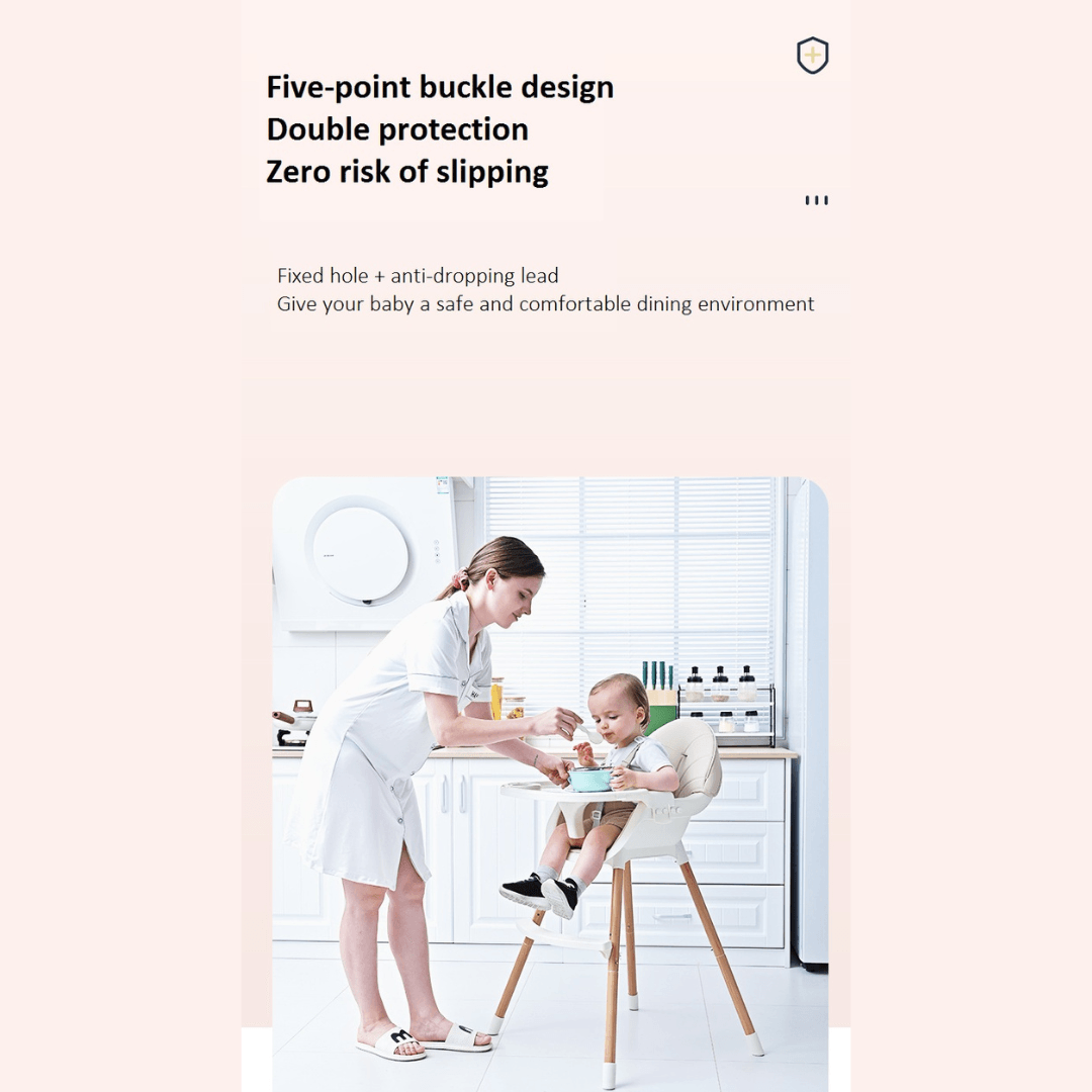 Wooden Baby High Chair with Adjustable Height - EUROPEAN HOUSE HOLD