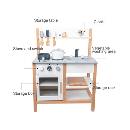 Wooden kitchen Toy Set For 3-6-Year-Old Boys And Girls - EUROPEAN HOUSE HOLD