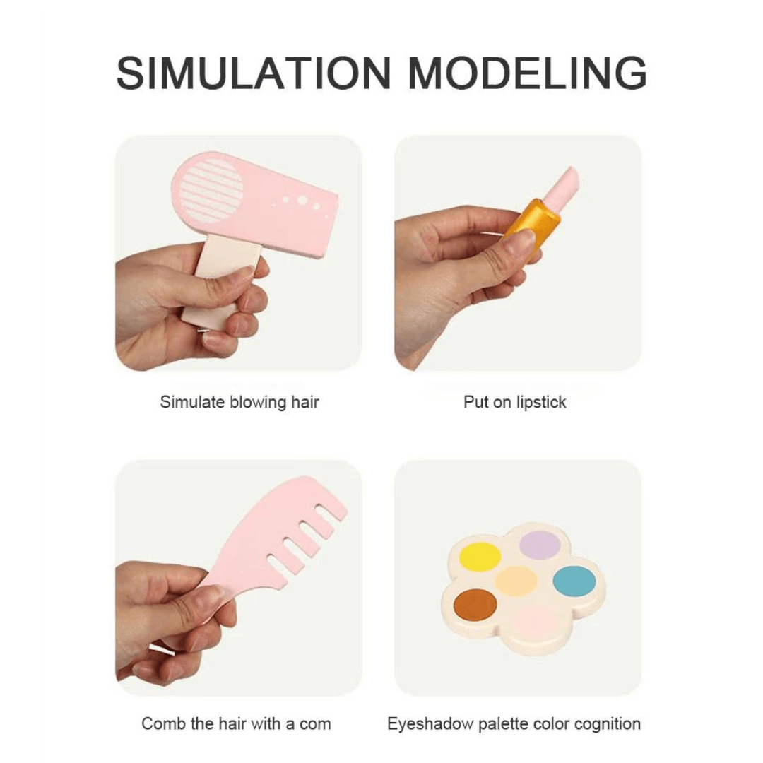 Wooden kids makeup vanity dresser with mirror and pink accessories – Beirut Lebanon