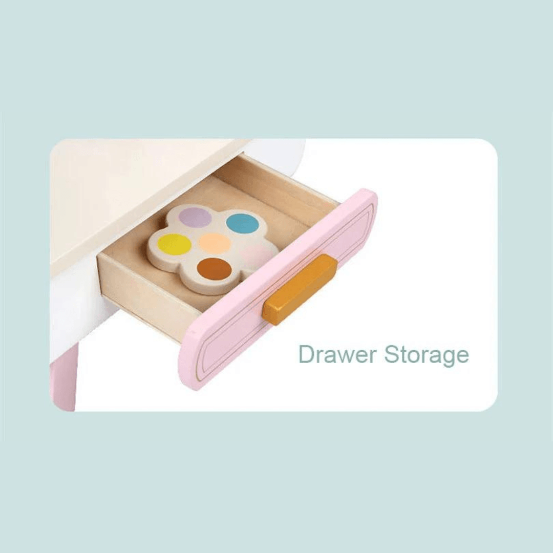 Wooden kids makeup vanity dresser with mirror and pink accessories – Beirut Lebanon