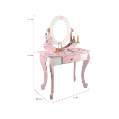 Wooden Vanity Set with Chair for Kids' Pretend Play - EUROPEAN HOUSE HOLD